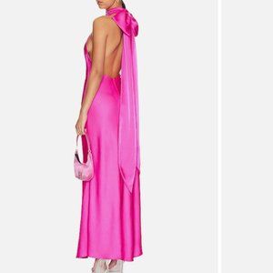 LIKE NEW MISHA Evianna Satin Gown in hot pink size small